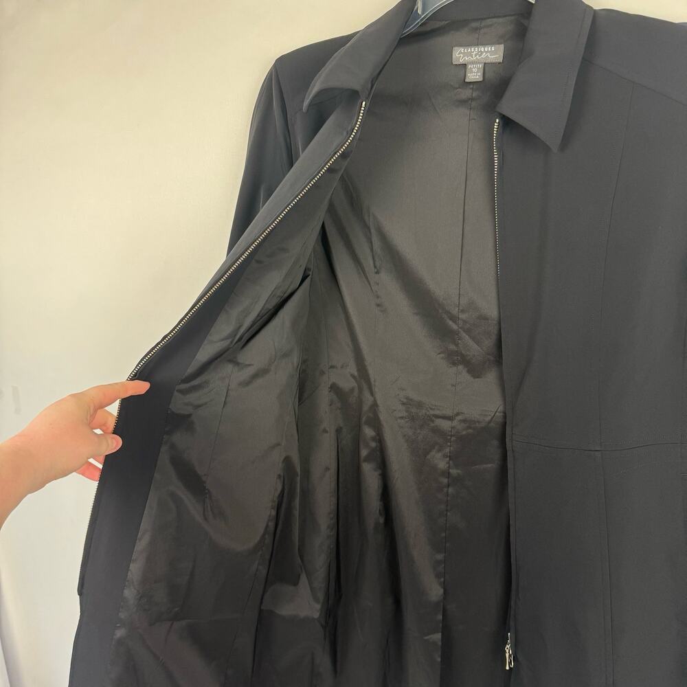 VTG Classiques Entier Black‎ Stretch 90s Long Jacket Blazer Women's Petite 10 - Picture 6 of 10